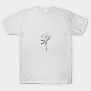 Wildflower Line Art | Floral Botanical Minimalist Lineart T-Shirt